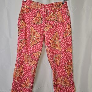 Lilly Pulitzer Pink & Orange Butterfly Print Capris